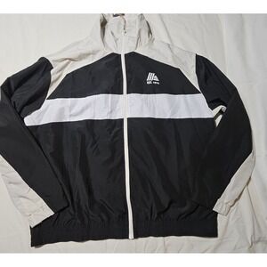 Aldi Gear Jacket Mens XXL Black White Grey Colorblock Full Zip Windbreaker New